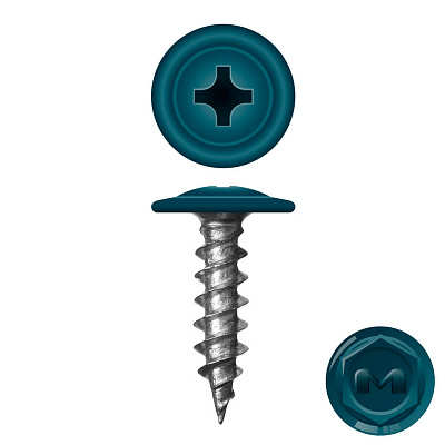 Caморез ПШ по дереву 4,2х16 RAL5020 Синий Океан прессшайба