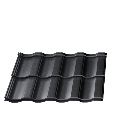 Металлочерепица Геркулес Элит RAL7024 Серый Графит 0.50мм RoofTop Бархат модуль 2 волны фото Центр Металлокровли