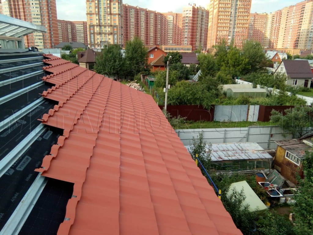 Металлочерепица Геркулес 8004 терракотовый Стальной Бархат от Центра Металокровли в Челябинске