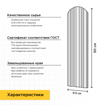 Штакетник М-образный ЭКО-М высотой 50см