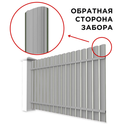 Забор штакетник Полукруглый RAL 6002 Зеленый Лист односторонний сзади